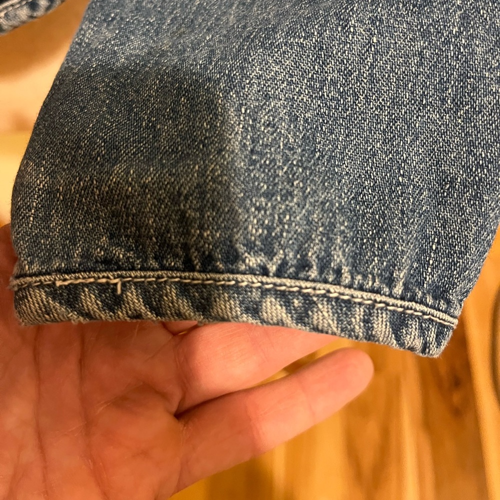 Willi Smith Blue Fitted Jean Jacket with Contrast Stitching - Picture 5 of 6